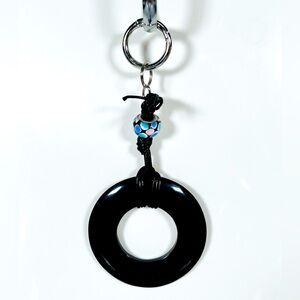Dark Brown Circular Bag Charm Keychain